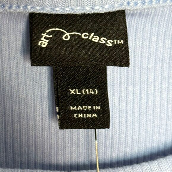 Art Class Girls Blue Long Sleeve Lightly Ribbed Smiley Shirt Size XL 14 New! - Picture 5 of 9